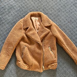 Caramel Teddy Motor Style Jacket Size Medium